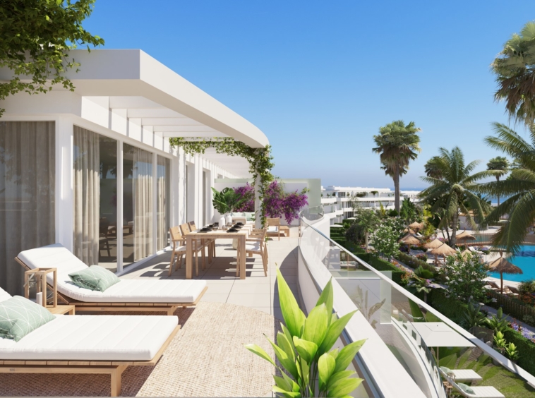 Illustrative penthouse terrace and outdoor seating in Alcaidesa