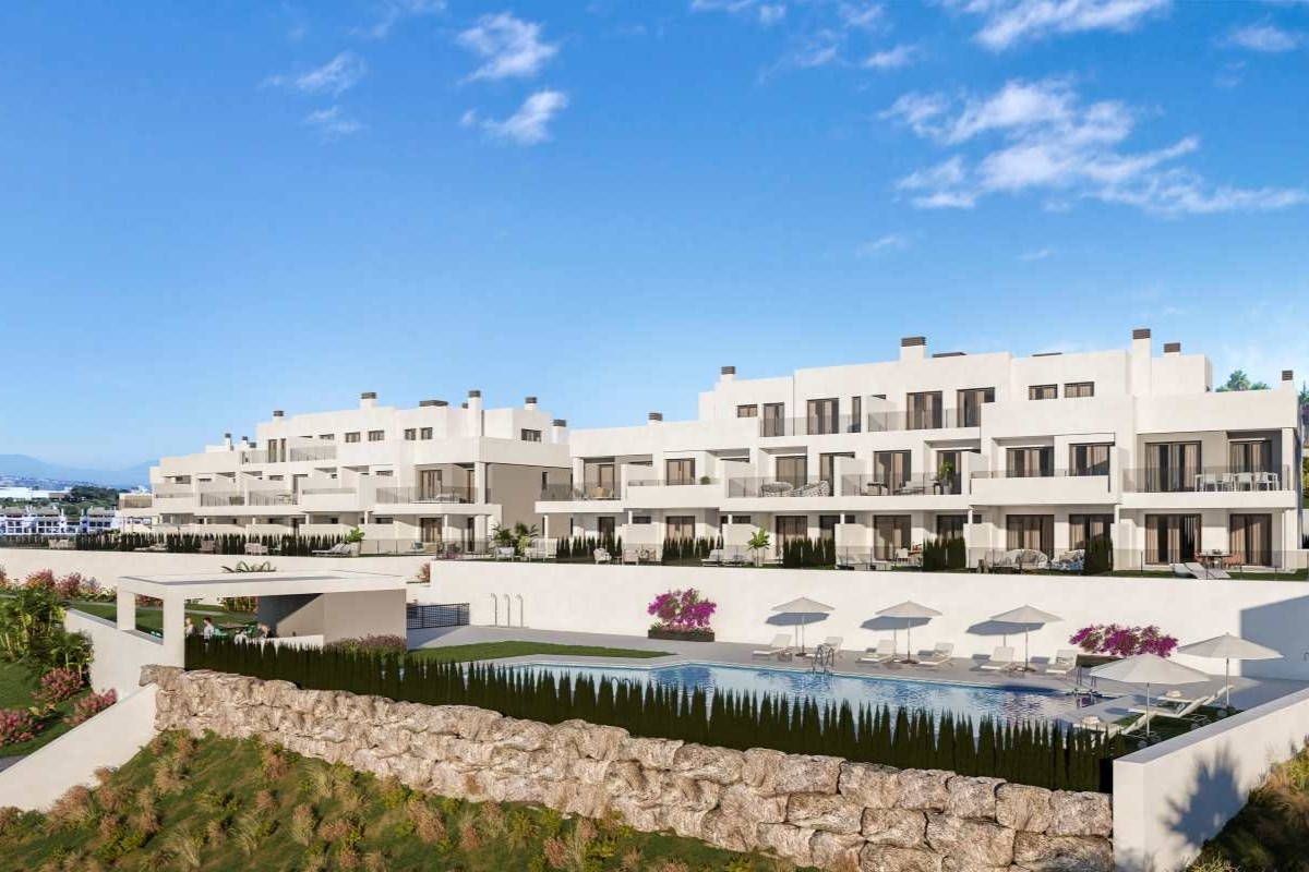Illustrative residential buildings and communal pool in La Alcaidesa