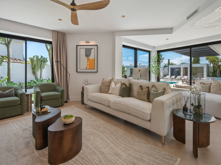 Light-filled living room with garden views in Bel Air, Estepona