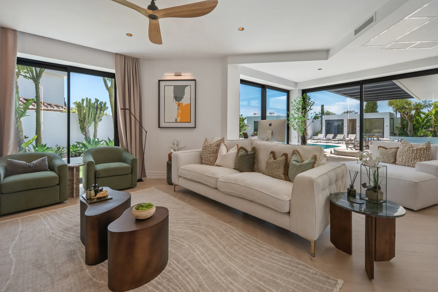 Light-filled living room with garden views in Bel Air, Estepona