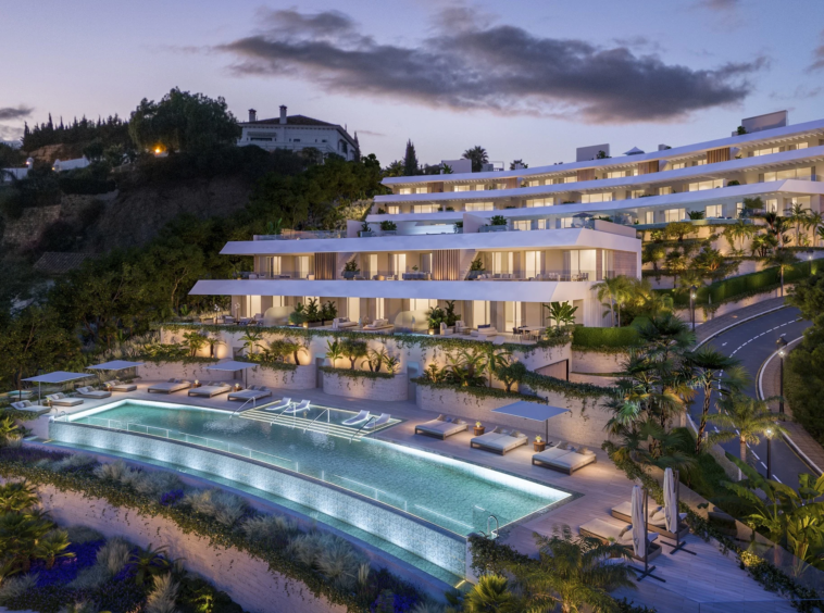 Illustrative residences and communal pool in Benahavis