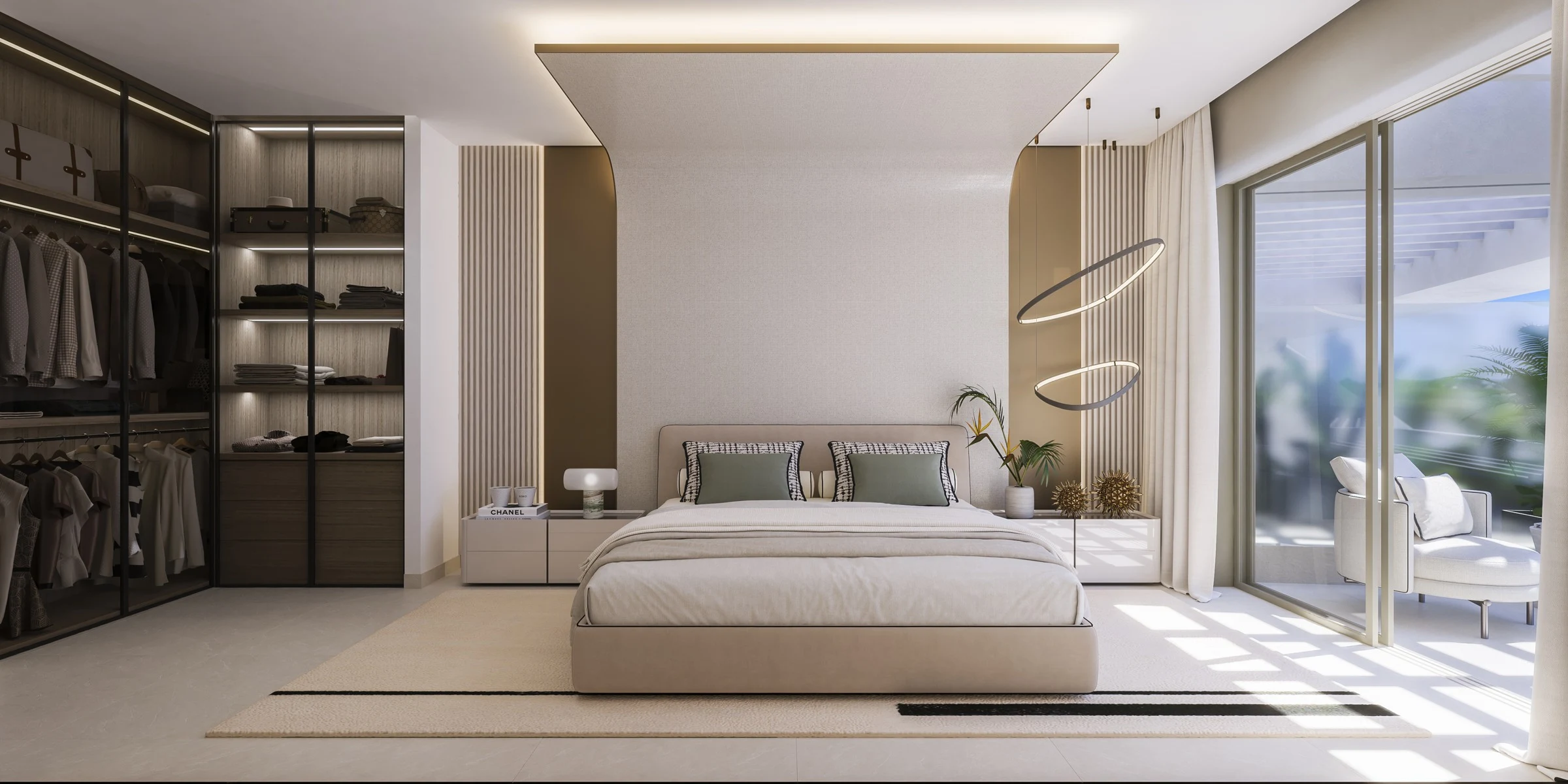 Illustrative bedroom and dressing area in Benahavis