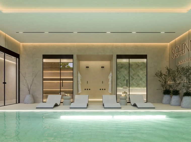 Illustrative shared indoor pool and wellness area in Benahavis