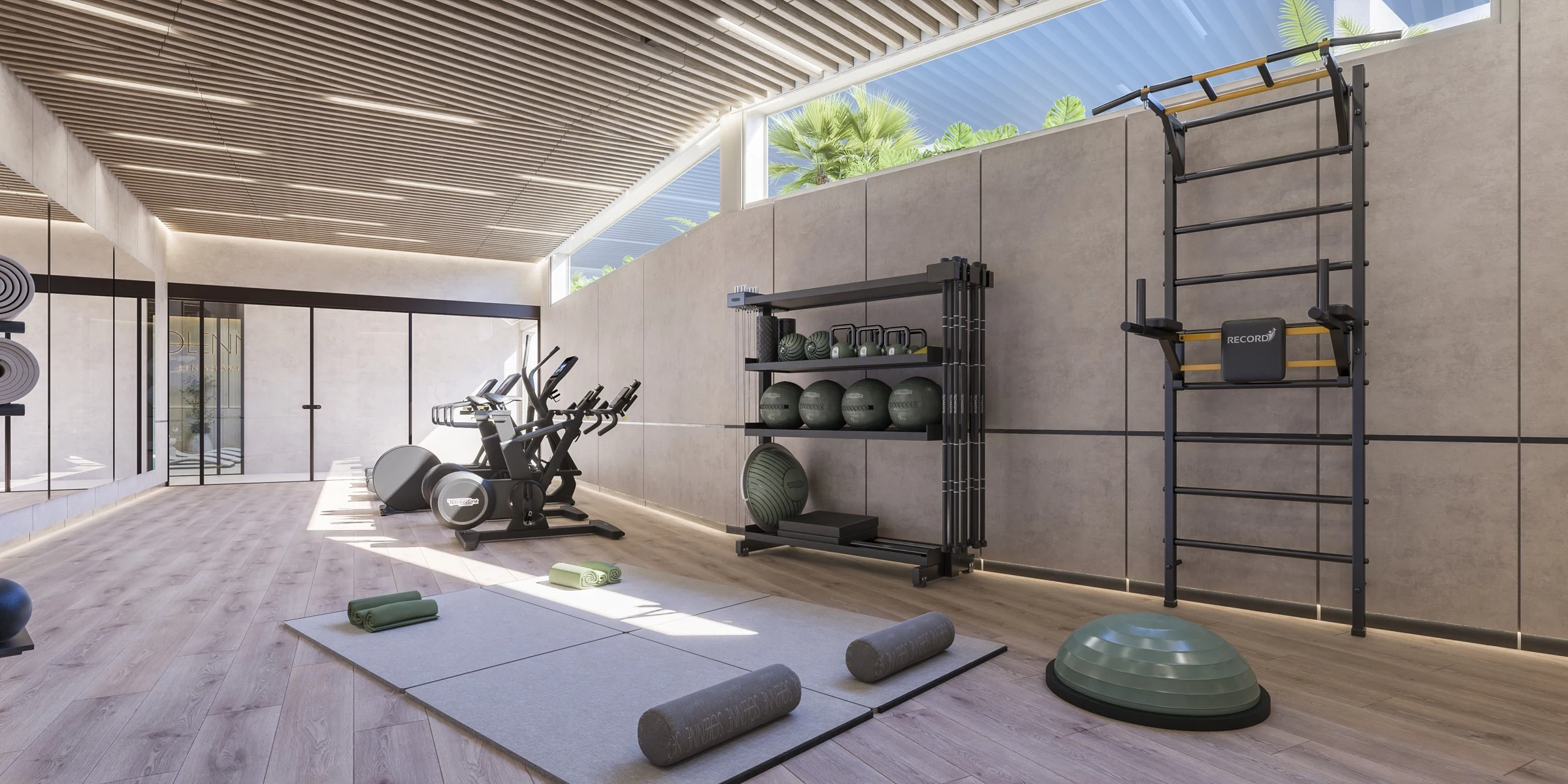 Illustrative communal gym at new residences in Benahavis