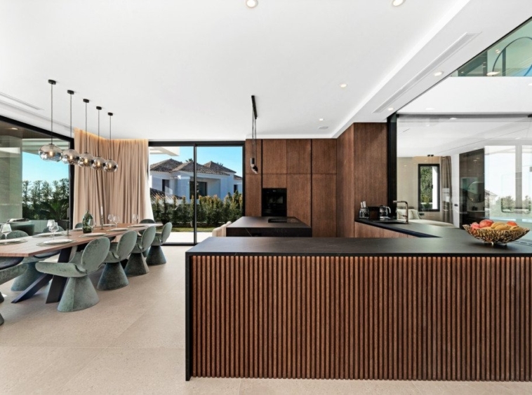 Open kitchen and dining area