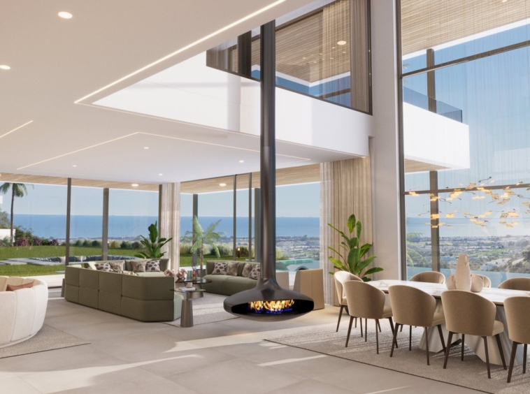 Illustrative living area opening to a terrace