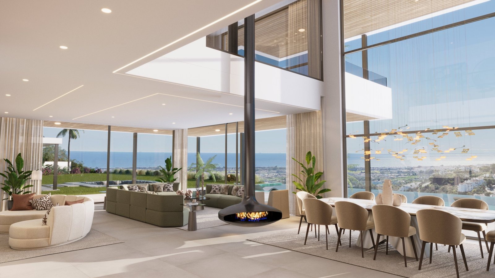 Illustrative living area opening to a terrace