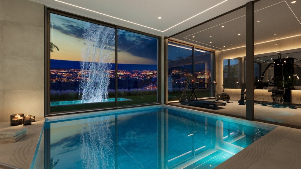 Illustrative heated indoor pool
