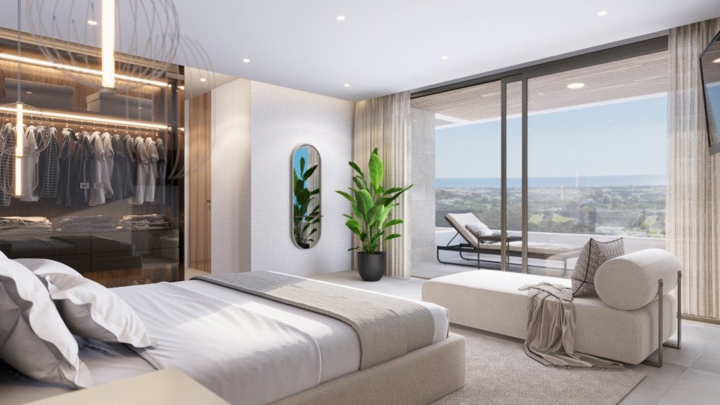 Illustrative bedroom suite with terrace
