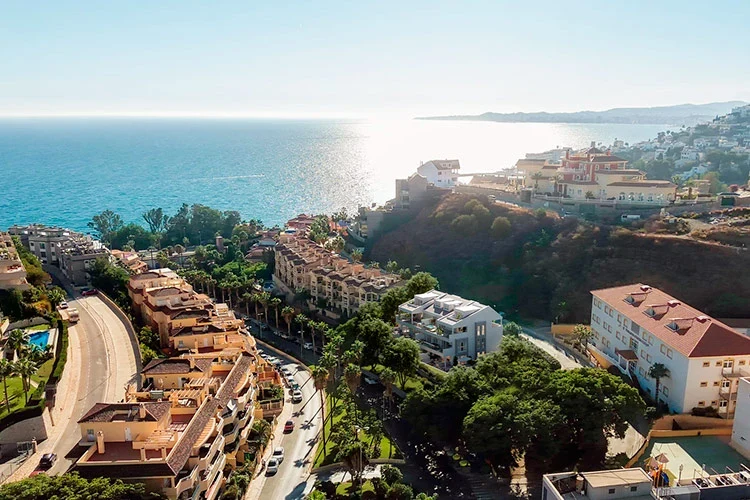 Aerial view of the coastal surroundings in Benalmadena