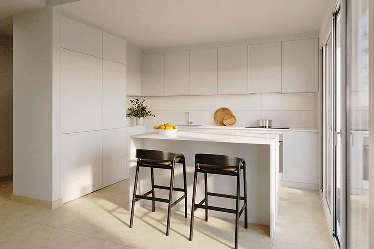 Illustrative kitchen with breakfast bar