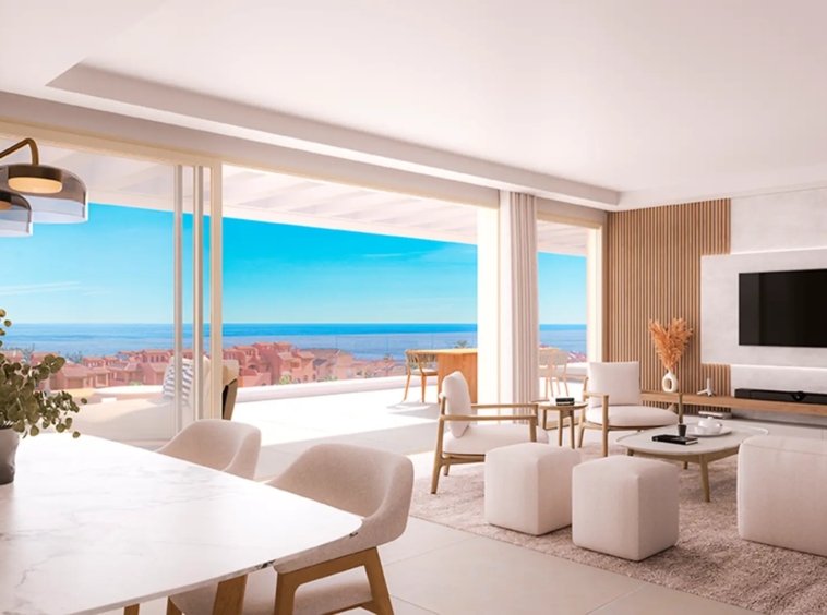 Illustrative living room opening to a terrace in Estepona