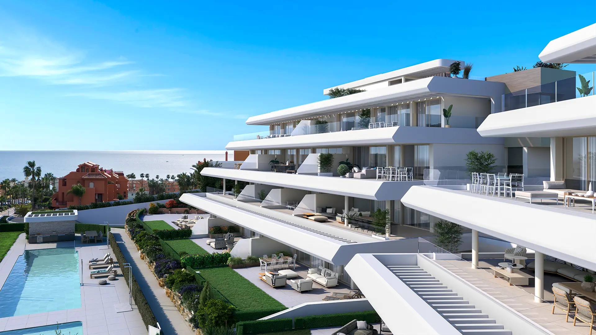 Illustrative exterior of terraced apartments in Buenas Noches