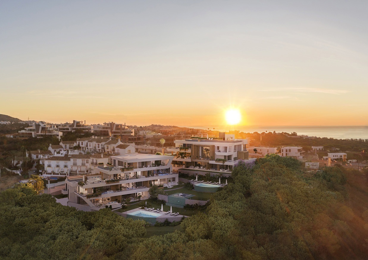 Aerial view of the coastal residential setting in Cabopino