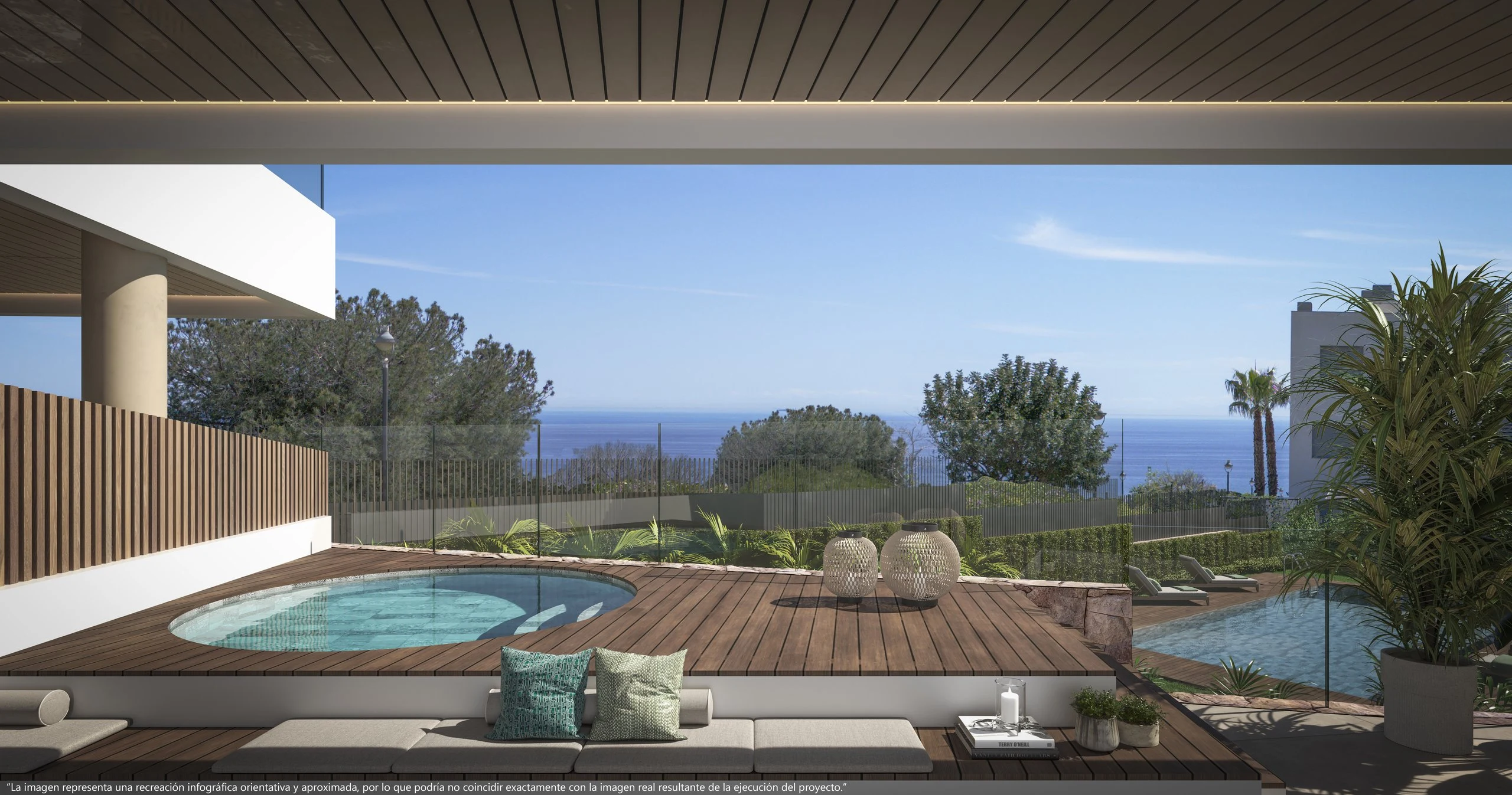 Architectural visualisation of a terrace and private pool in Cabopino
