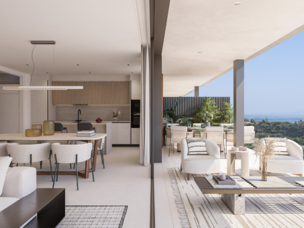Representative penthouse living area opening onto a terrace