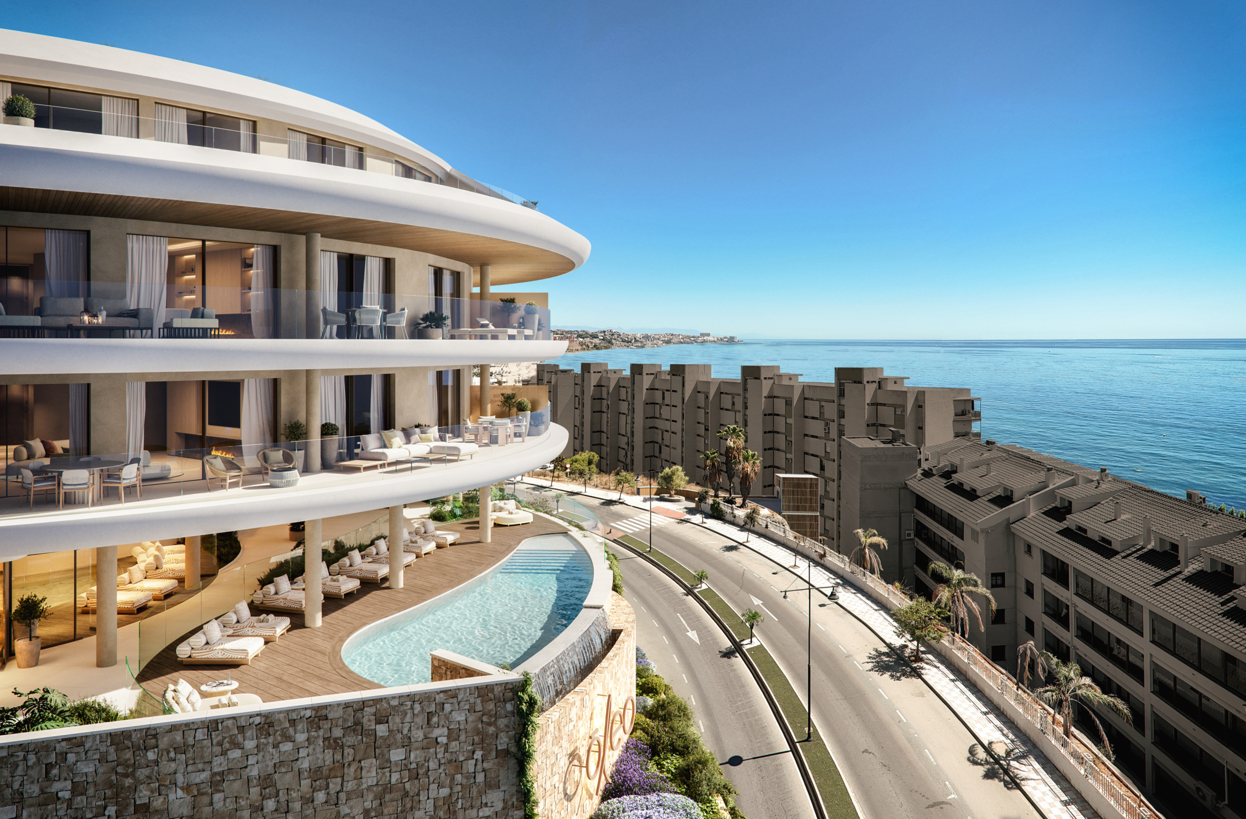 Architectural illustration of sea-facing apartments in Carvajal