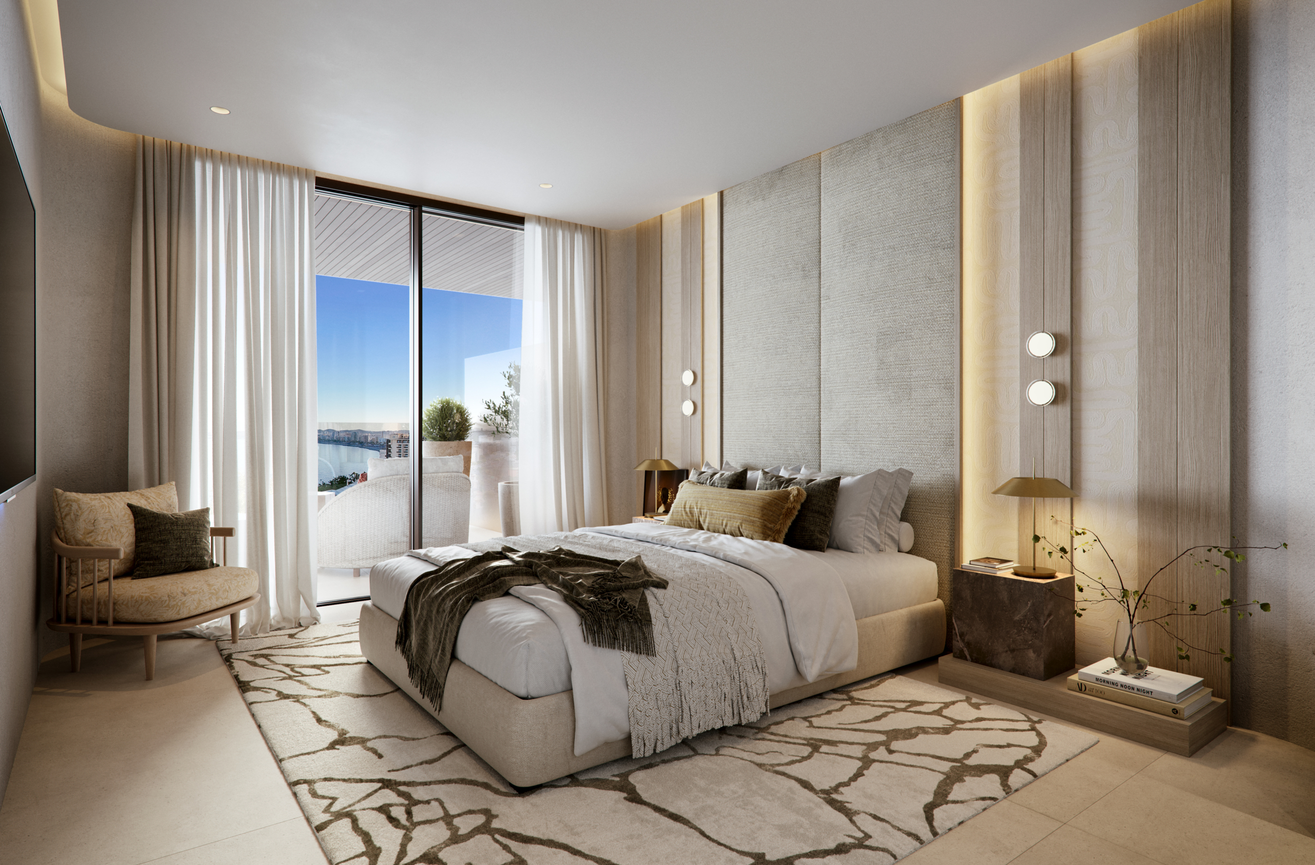 Representative bedroom with a terrace outlook
