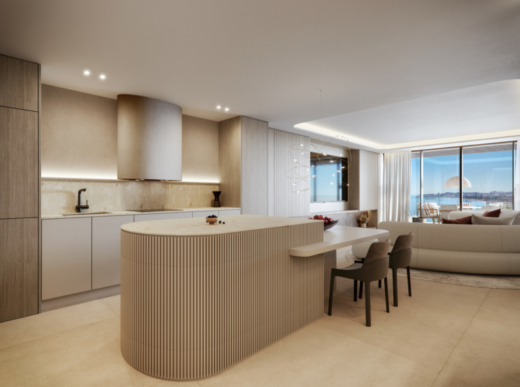 Representative fitted kitchen with an island