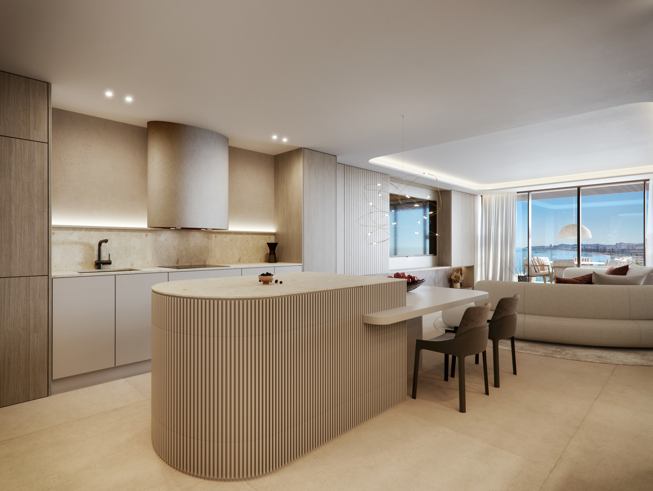 Representative fitted kitchen with an island