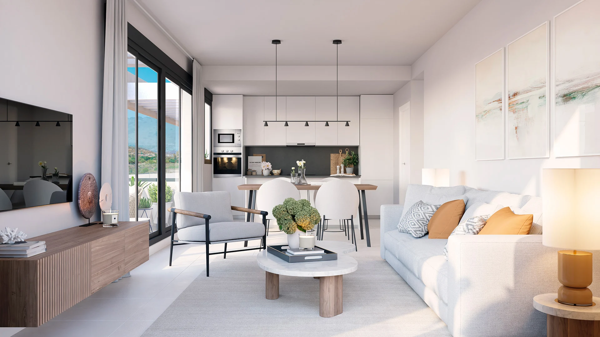 Illustrative open-plan living room and dining area