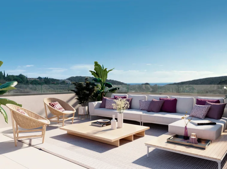 Illustrative penthouse terrace with outdoor lounge