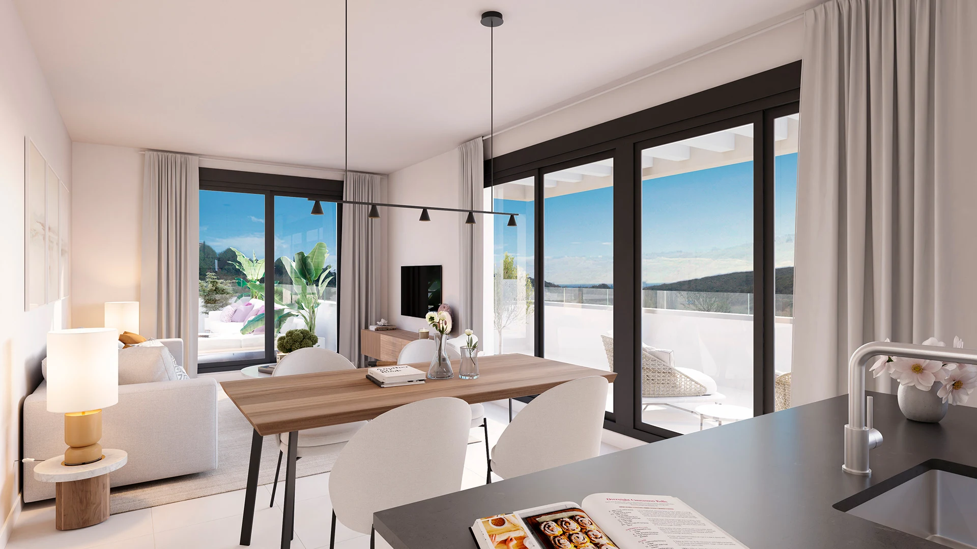 Illustrative fitted kitchen and dining area