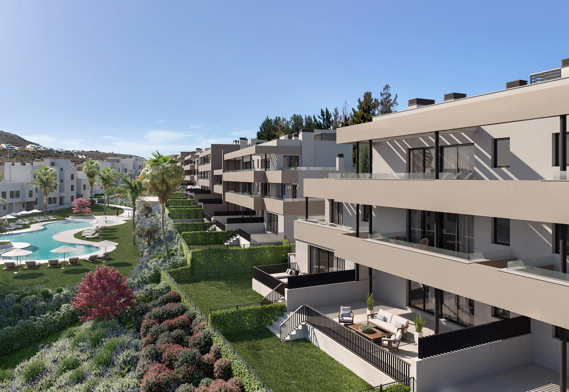 Illustrative contemporary residential buildings in Casares Costa