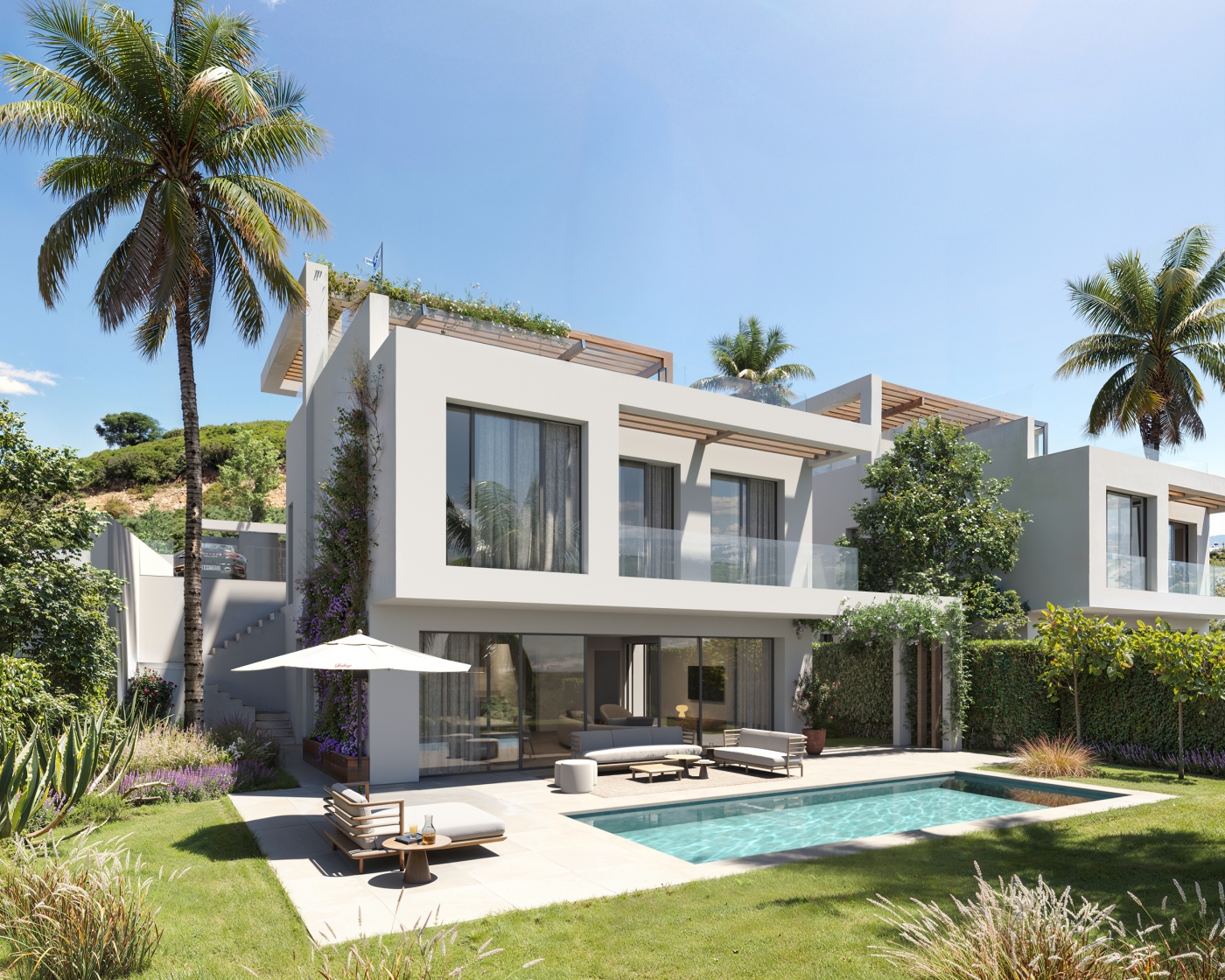Illustrative detached villa and private pool in Casares Costa