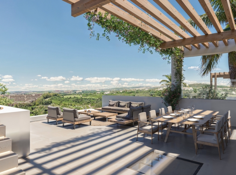 Illustrative roof terrace with pergola