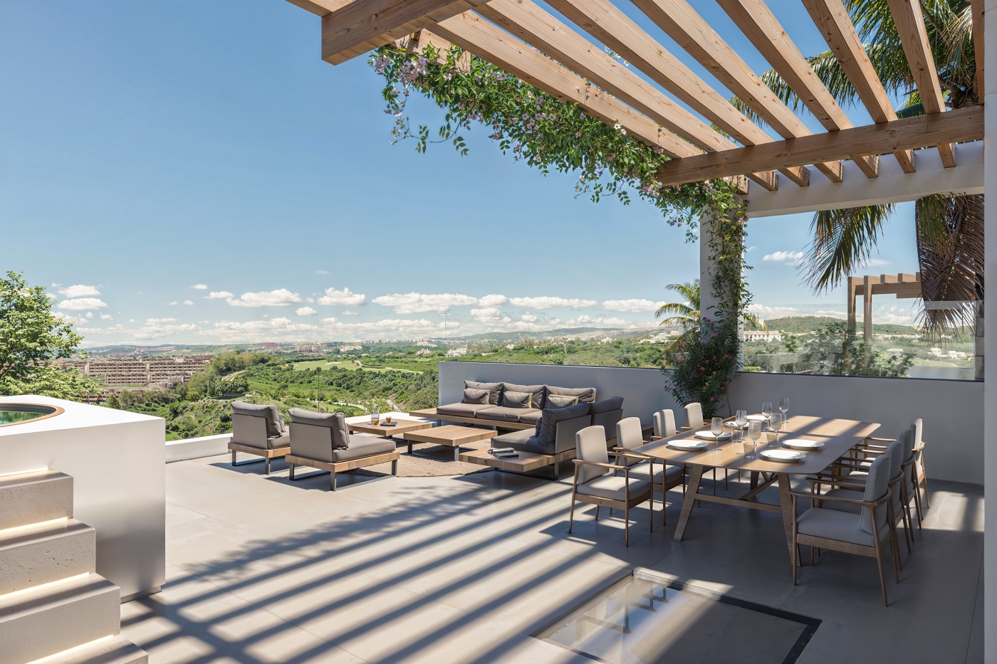Illustrative roof terrace with pergola