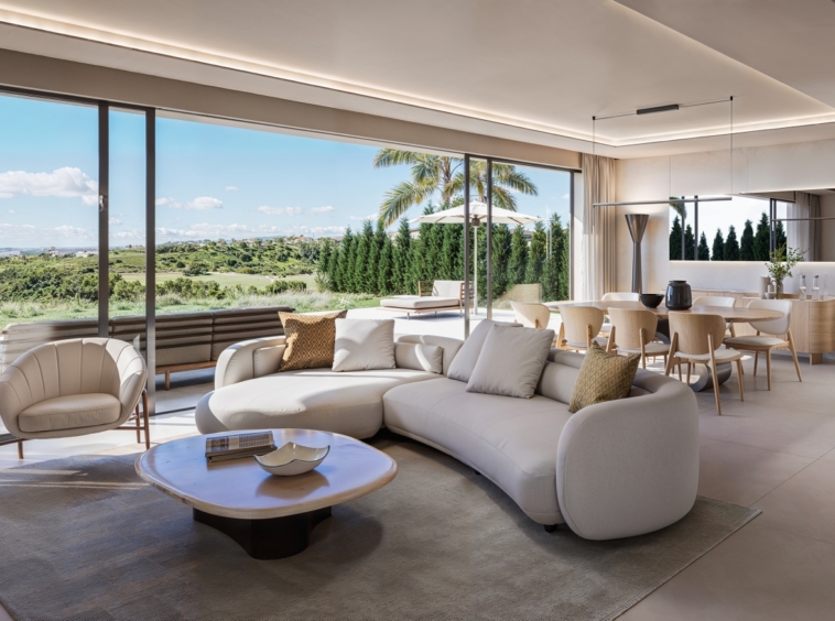 Illustrative villa living and dining area