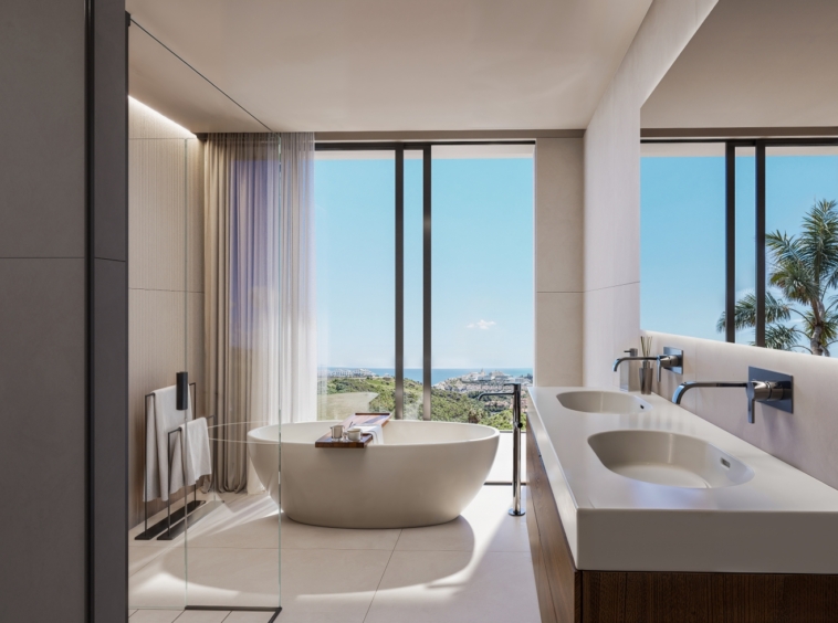 Illustrative bathroom with freestanding bath