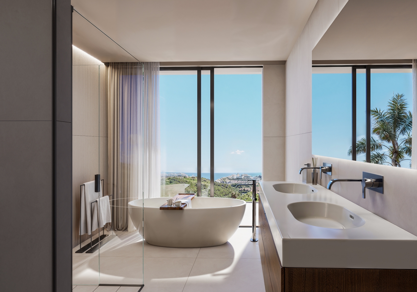 Illustrative bathroom with freestanding bath