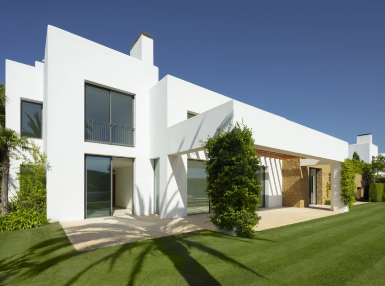 Garden elevation with full-height windows