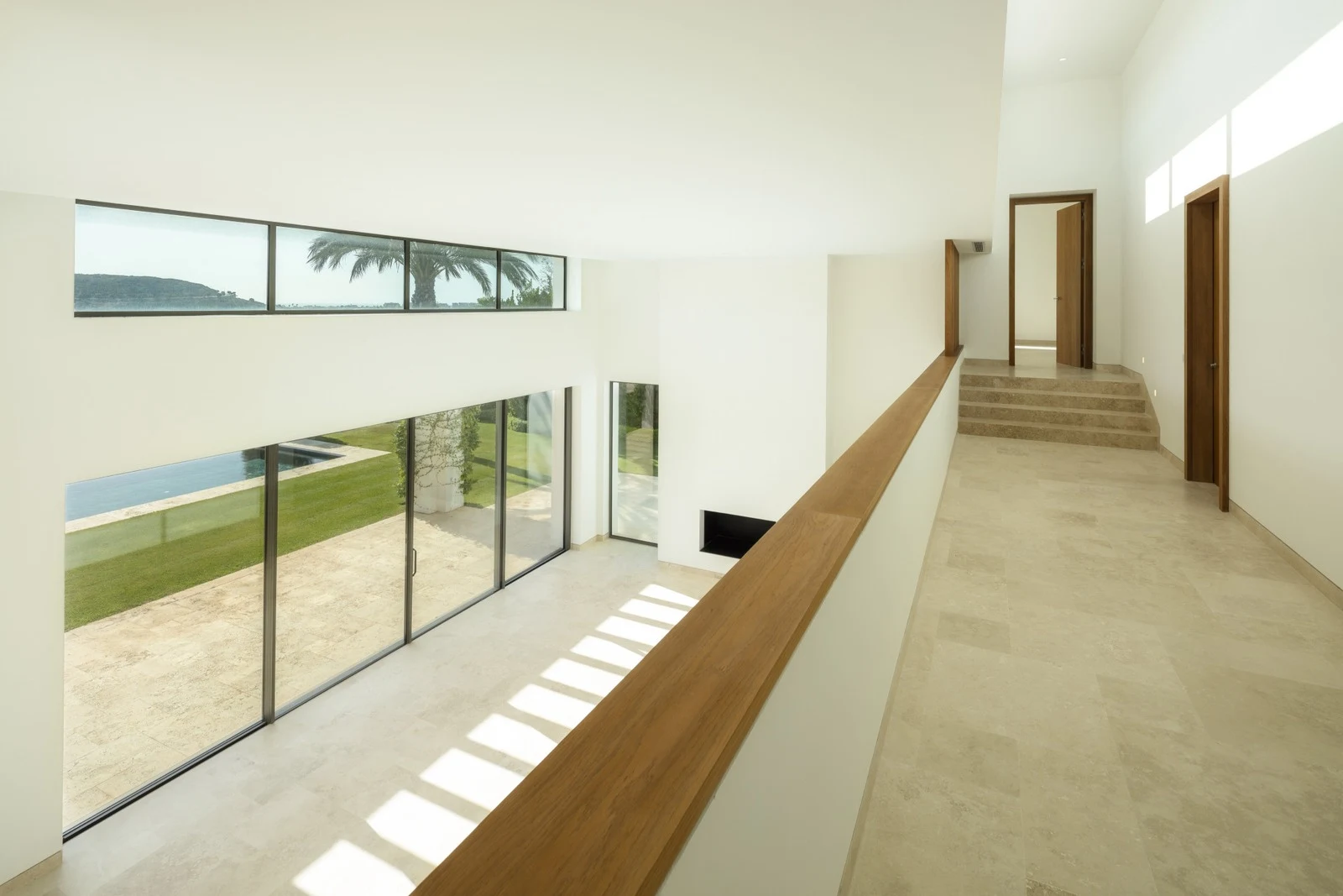 Upper gallery overlooking the double-height living area
