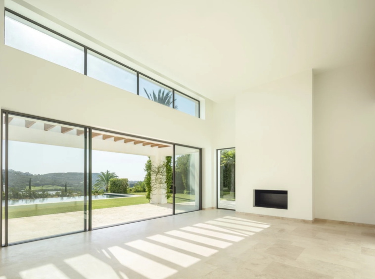 Bright living area with garden-facing sliding doors