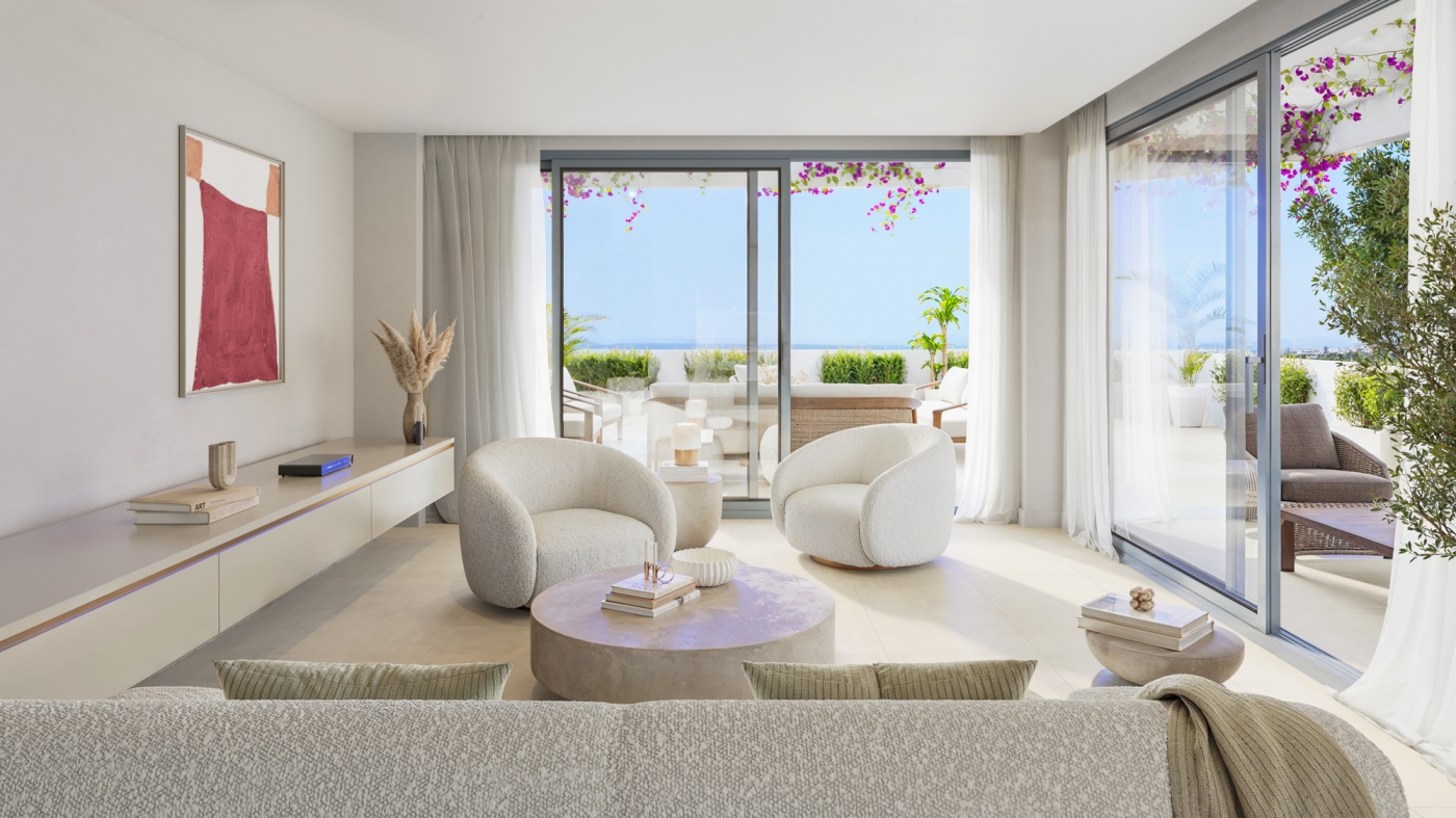 Illustrative living and dining area