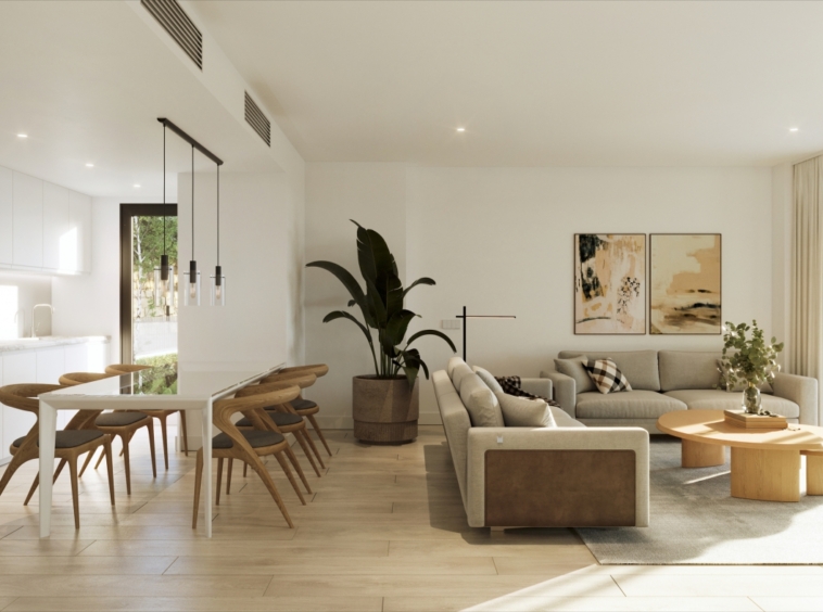 Illustrative dining and living area