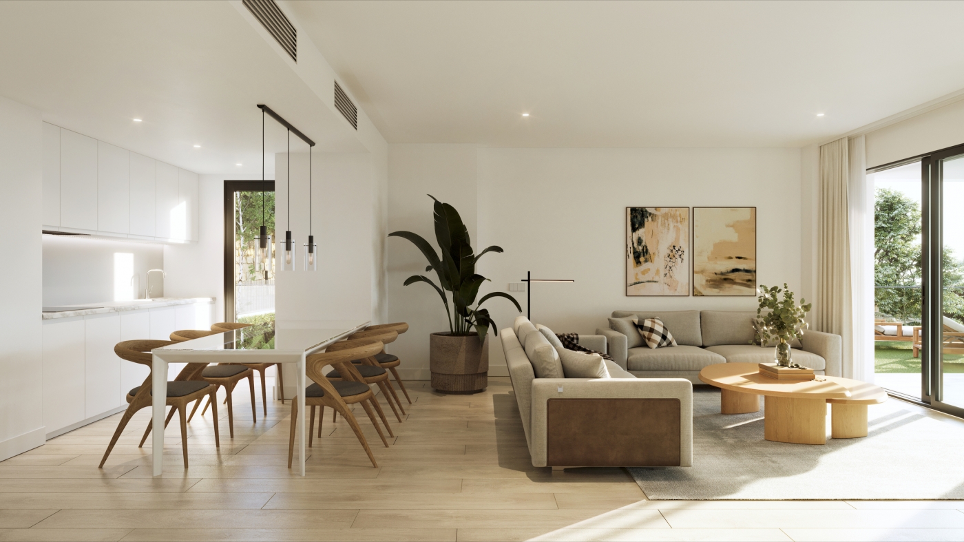 Illustrative dining and living area