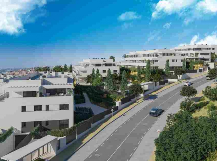 Illustrative residential buildings beside the access road