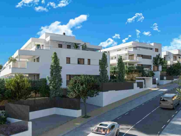 Illustrative entrance and apartment building