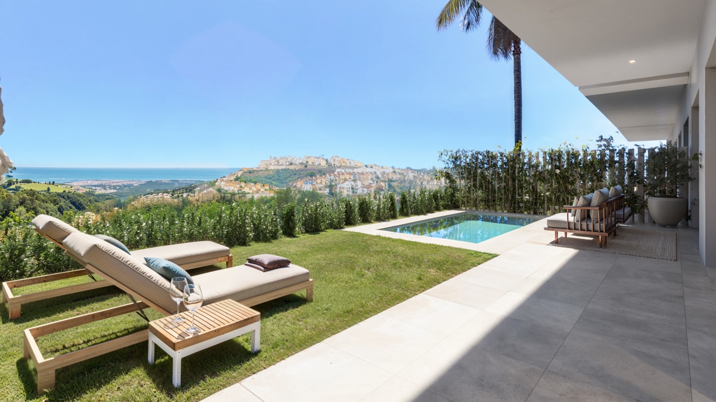 Illustrative covered outdoor sitting area