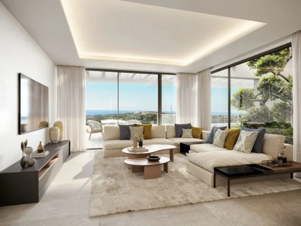 Illustrative living room opening onto a terrace in Casares