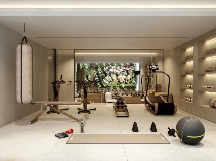 Illustrative communal fitness room in Casares