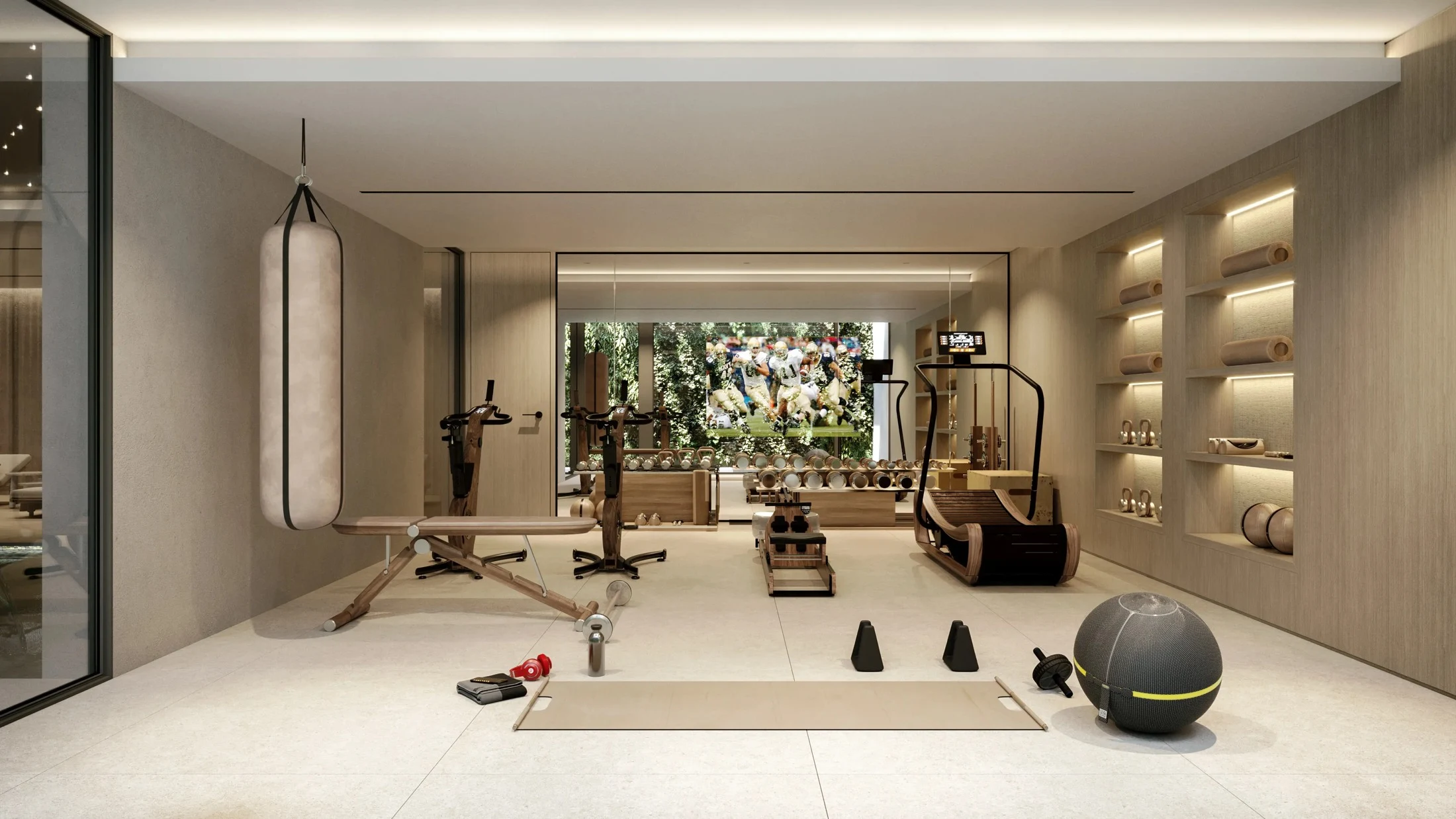 Illustrative communal fitness room in Casares