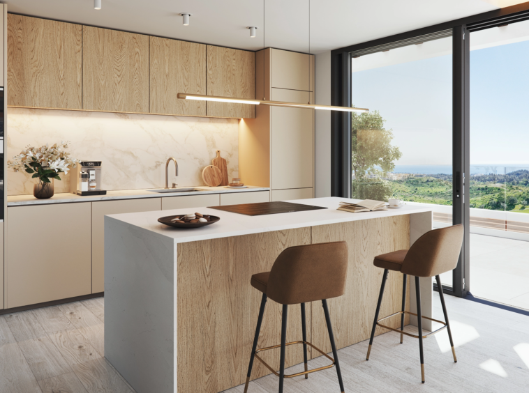 Illustrative fitted open-plan kitchen