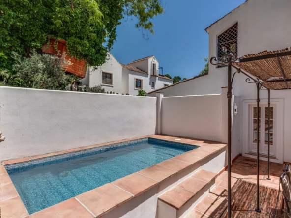 Private plunge pool and terrace of a ground-floor apartment in La Zagaleta