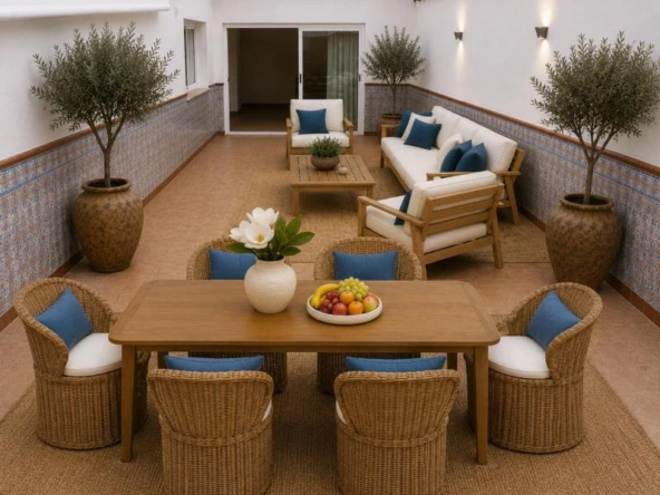 Private terrace of a renovated duplex penthouse in Nueva Andalucia