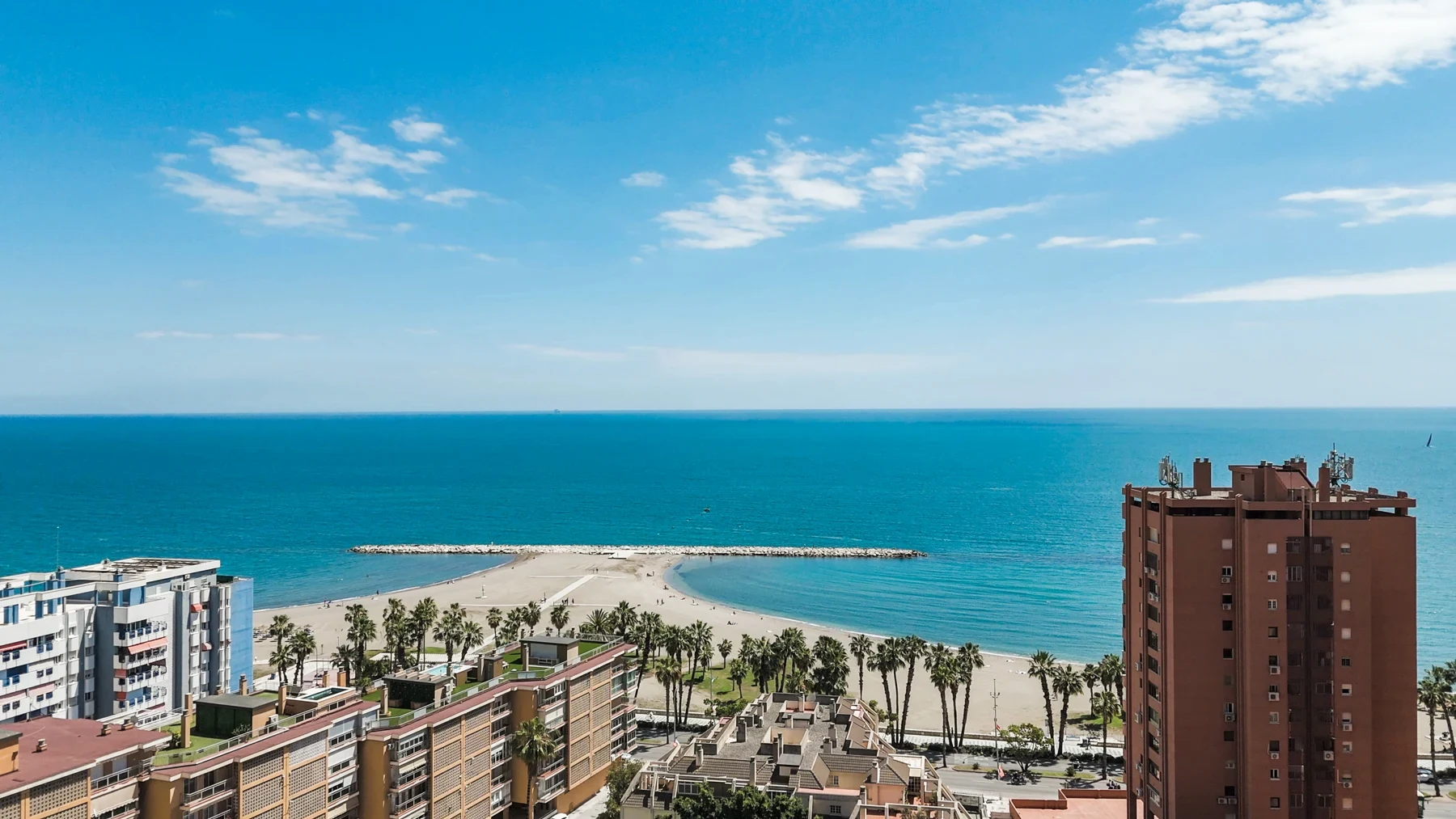 Aerial view of the coastal neighbourhood in Malaga